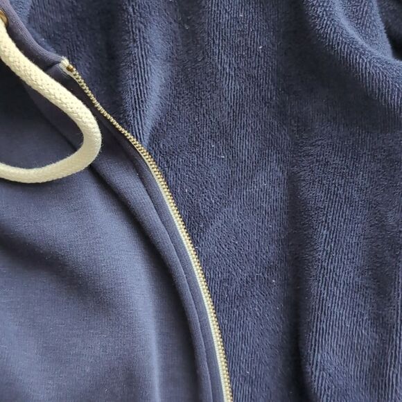 Jcrew vintage navy zip up plush hoodie size S - Picture 2 of 7
